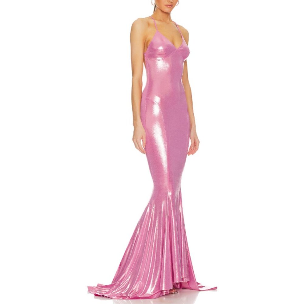 Mermaid Fishtail Gown in Candy Pink - Norma Kamali/Revolve - Picture 2 of 4